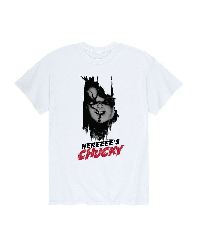 Men's Chucky Here's Chucky T-shirt White $19.24 T-Shirts