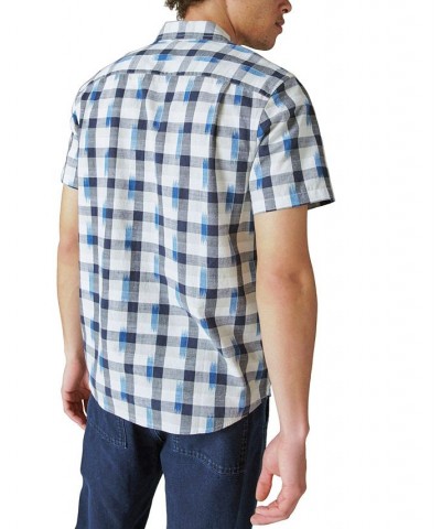 Men's Ikat Plaid-Print Short Sleeve Shirt White $28.15 Shirts