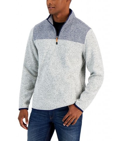 Men's Colorblocked Quarter-Zip Sweater Gray $15.79 Sweaters