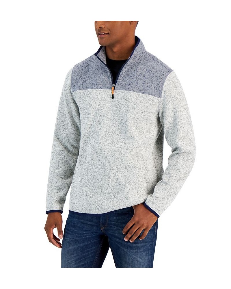 Men's Colorblocked Quarter-Zip Sweater Gray $15.79 Sweaters