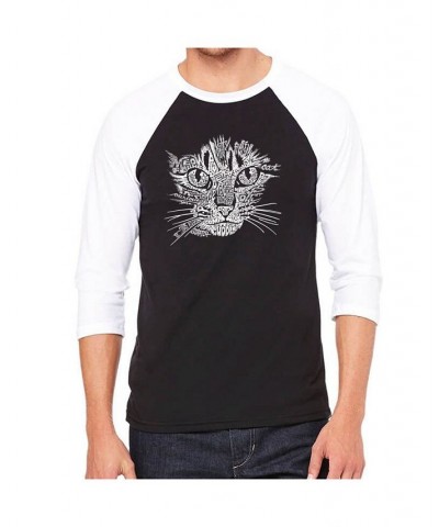 Cat Face Men's Raglan Word Art T-shirt Black $23.84 T-Shirts