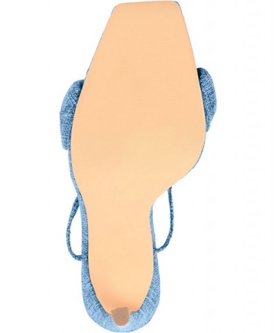 Women's Edelie Linen Tie-Up Sandals Blue $46.20 Shoes