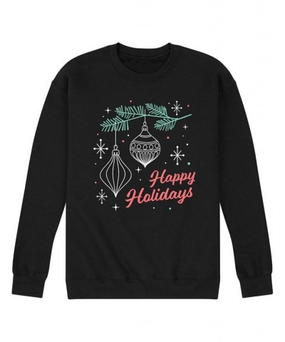 Men's Happy Holidays Fleece T-shirt Black $29.14 T-Shirts