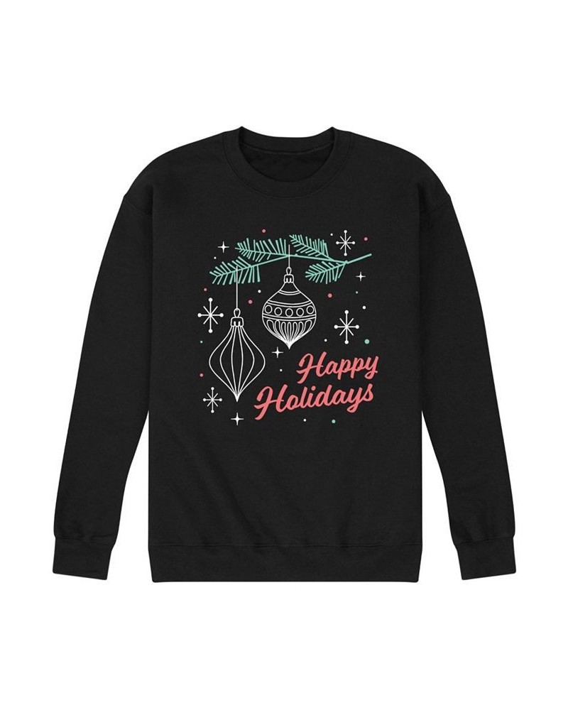 Men's Happy Holidays Fleece T-shirt Black $29.14 T-Shirts