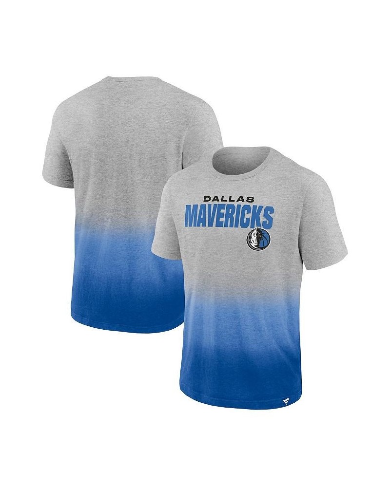 Men's Branded Heathered Gray and Blue Dallas Mavericks Board Crasher Dip-Dye T-shirt $16.20 T-Shirts