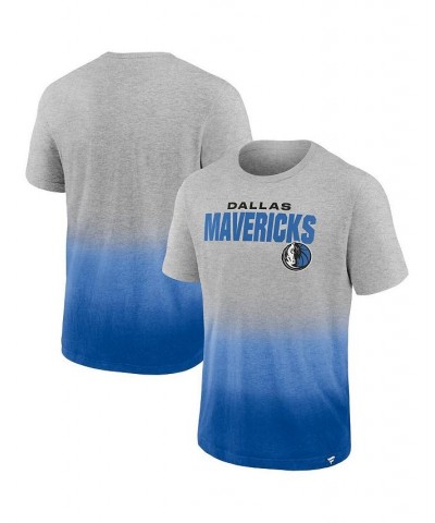 Men's Branded Heathered Gray and Blue Dallas Mavericks Board Crasher Dip-Dye T-shirt $16.20 T-Shirts