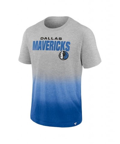 Men's Branded Heathered Gray and Blue Dallas Mavericks Board Crasher Dip-Dye T-shirt $16.20 T-Shirts