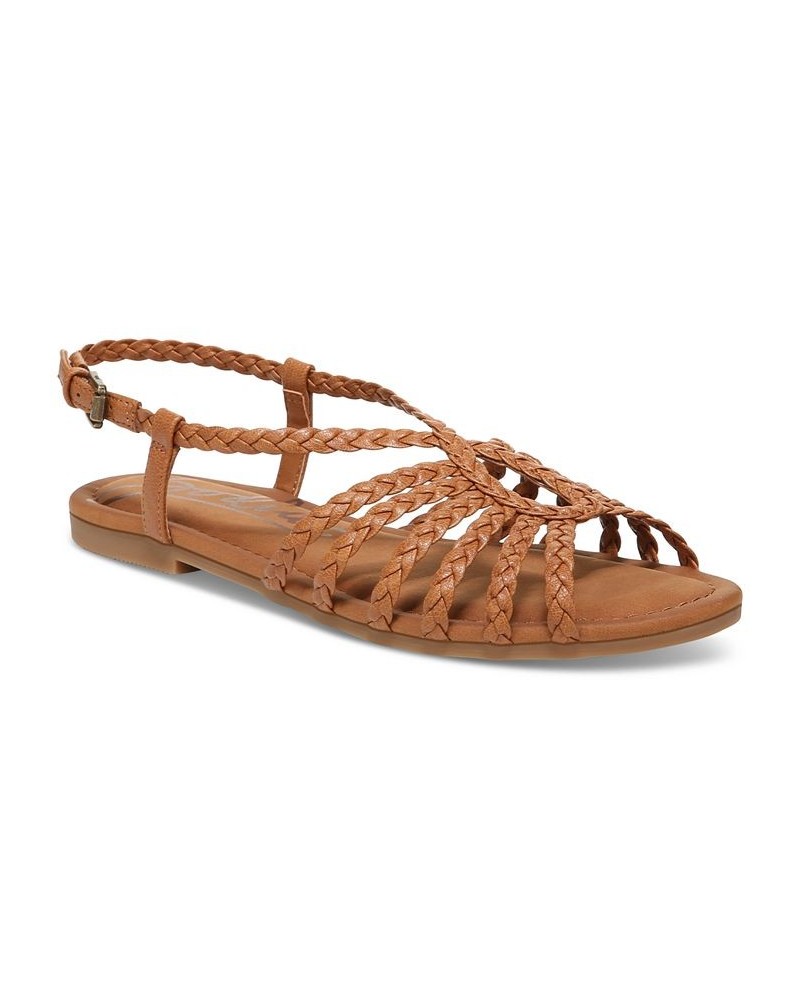 Women's Misha Braid Gladiator Strappy Flat Sandals Brown $33.18 Shoes