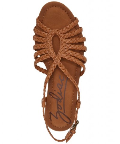 Women's Misha Braid Gladiator Strappy Flat Sandals Brown $33.18 Shoes