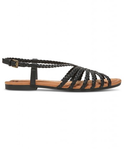 Women's Misha Braid Gladiator Strappy Flat Sandals Brown $33.18 Shoes