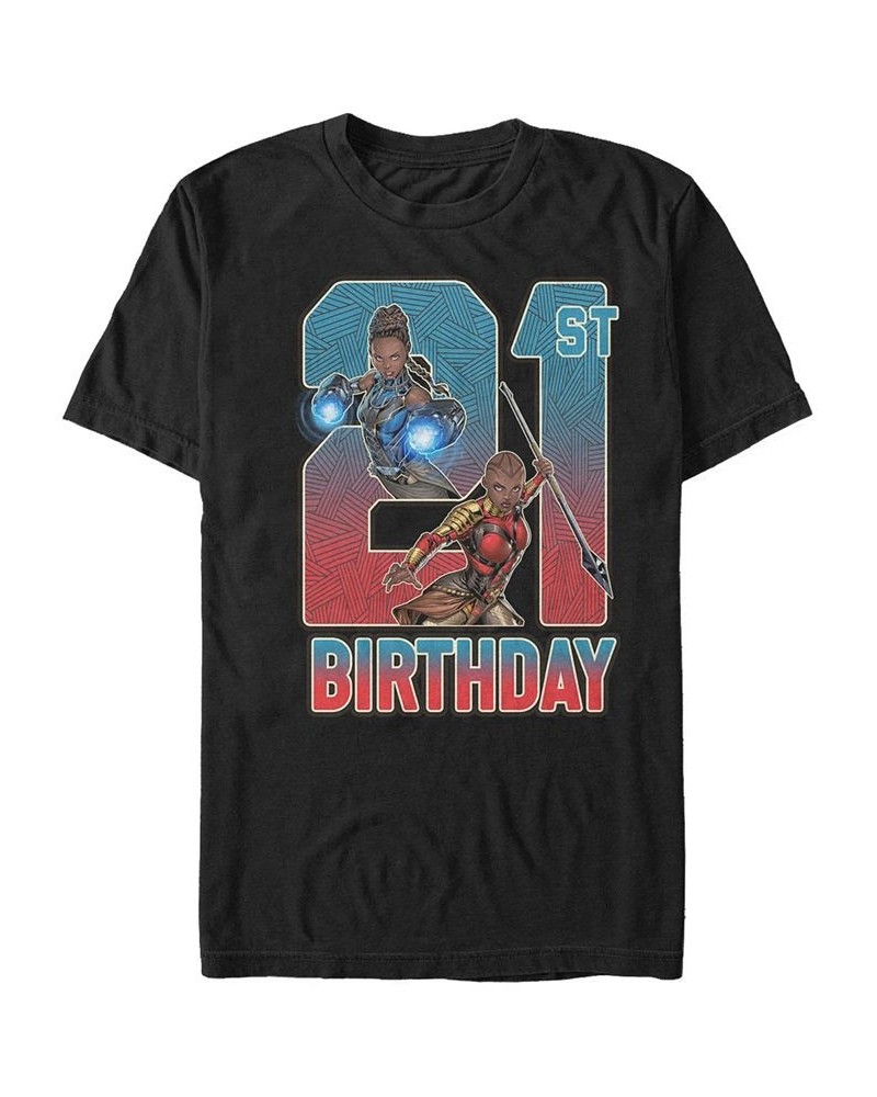 Men's Marvel Black Panther Shuri and Okoye 21st Birthday Short Sleeve T-Shirt Black $19.24 T-Shirts