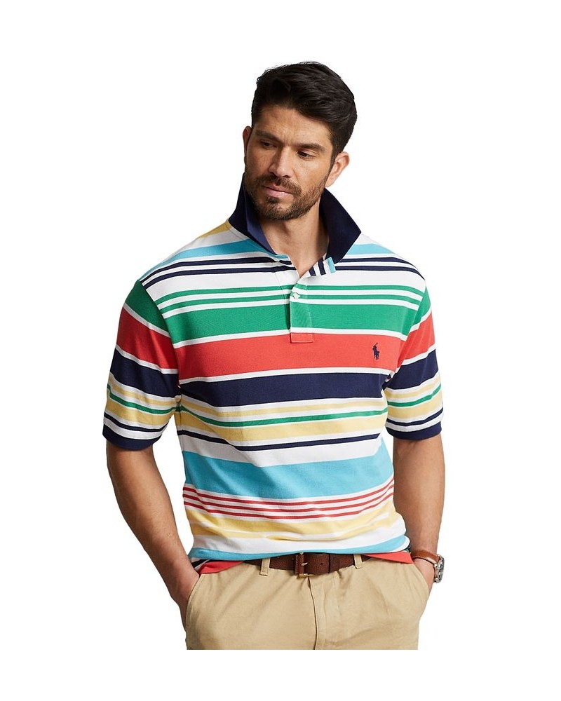 Men's Big & Tall Striped Mesh Polo Shirt White $54.00 Polo Shirts