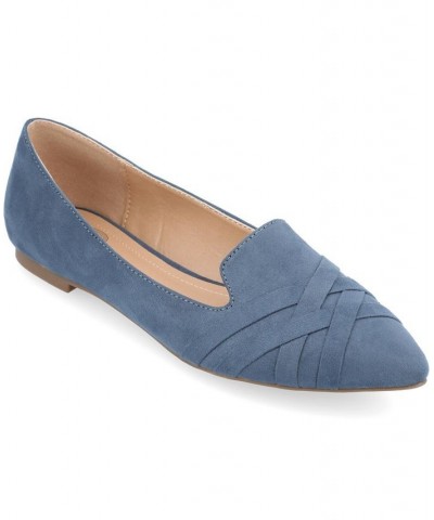 Women's Mindee Criss-Cross Flats Blue $38.40 Shoes