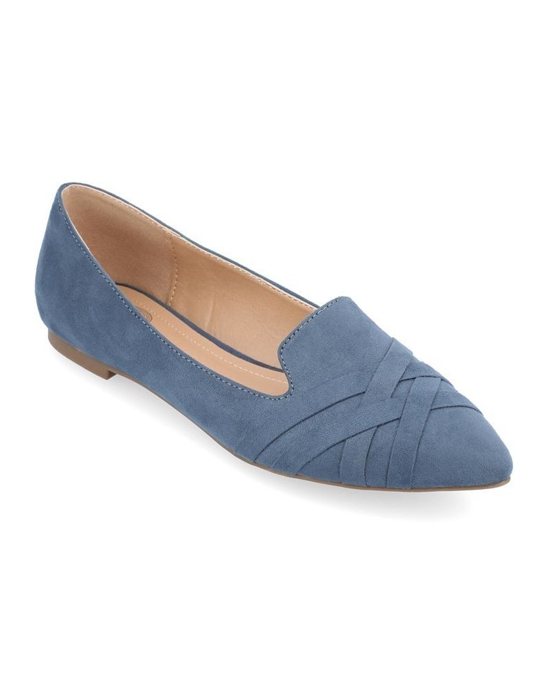 Women's Mindee Criss-Cross Flats Blue $38.40 Shoes