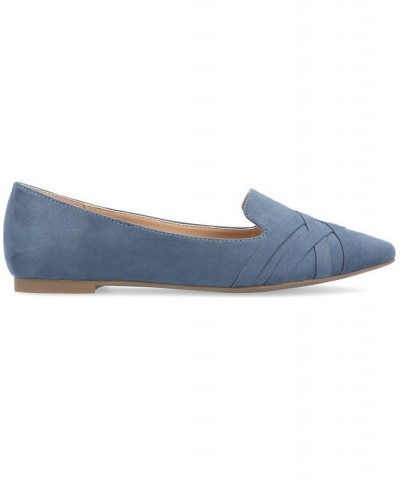 Women's Mindee Criss-Cross Flats Blue $38.40 Shoes