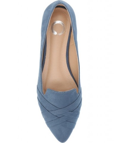 Women's Mindee Criss-Cross Flats Blue $38.40 Shoes