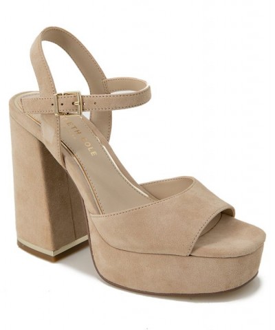 Women's Dolly Platform Sandals Buff Genuine Suede $73.01 Shoes