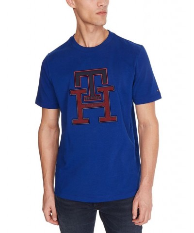 Men's Lux Embroidered Monogram Graphic T-Shirt Blue $15.09 T-Shirts