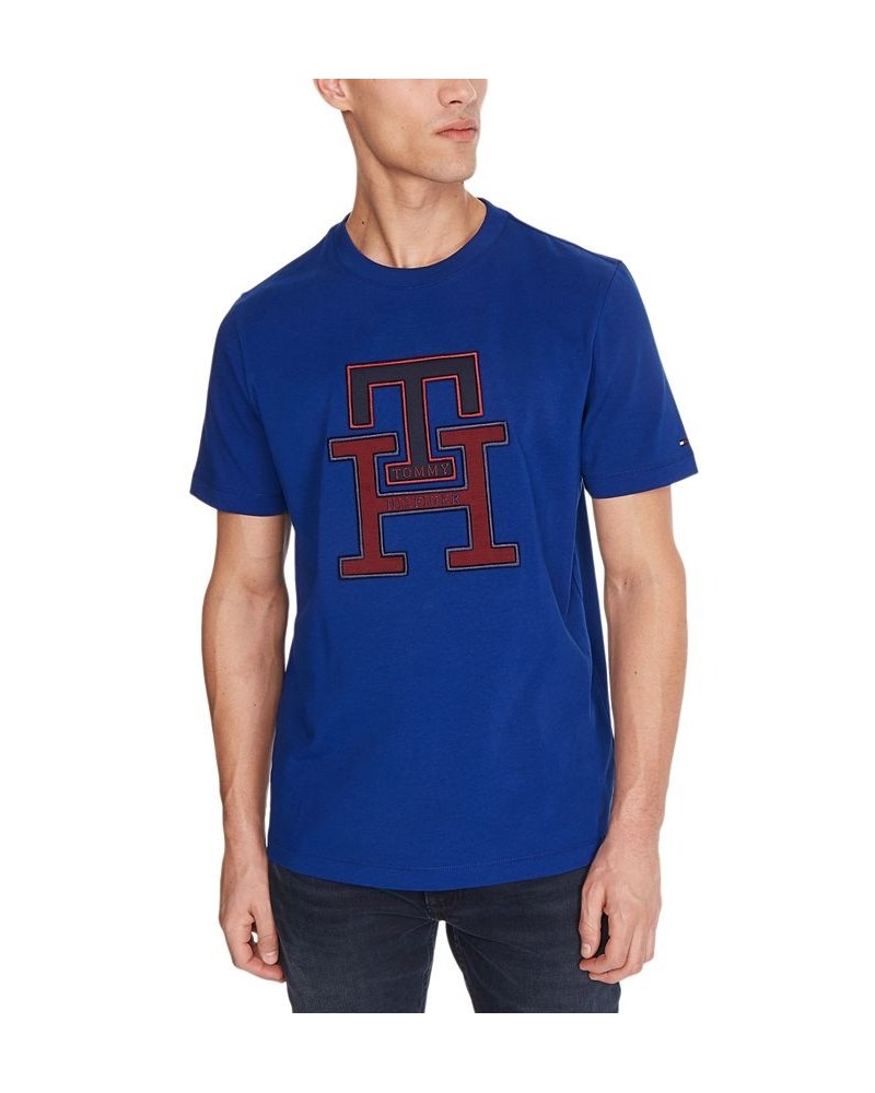 Men's Lux Embroidered Monogram Graphic T-Shirt Blue $15.09 T-Shirts