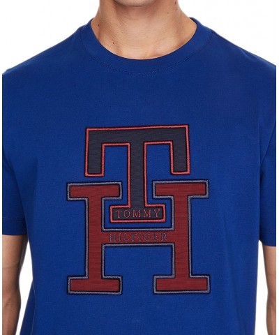 Men's Lux Embroidered Monogram Graphic T-Shirt Blue $15.09 T-Shirts