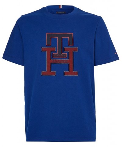 Men's Lux Embroidered Monogram Graphic T-Shirt Blue $15.09 T-Shirts