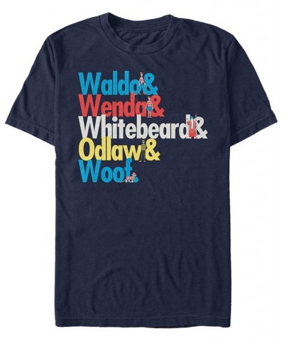 Where's Waldo Men's Character Name Stack Short Sleeve T-Shirt Blue $18.19 T-Shirts