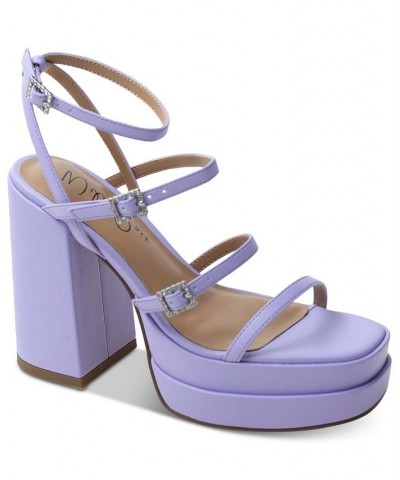 Olyve Ankle-Strap Double Platform Sandals Purple $47.44 Shoes