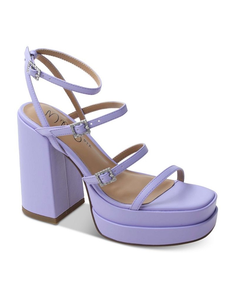 Olyve Ankle-Strap Double Platform Sandals Purple $47.44 Shoes