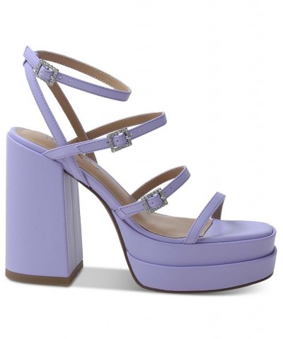 Olyve Ankle-Strap Double Platform Sandals Purple $47.44 Shoes