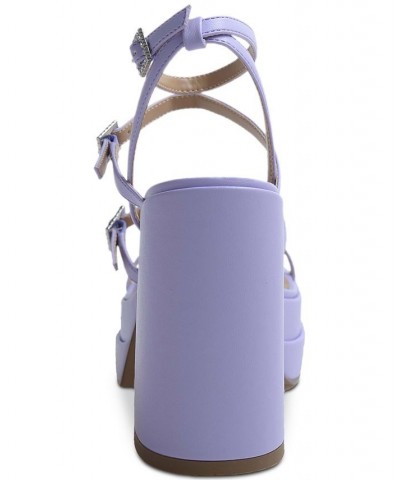 Olyve Ankle-Strap Double Platform Sandals Purple $47.44 Shoes