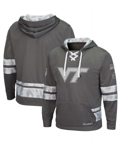 Men's Gray Virginia Tech Hokies OHT Military-Inspired Appreciation Lace-Up Pullover Hoodie $43.99 Sweatshirt