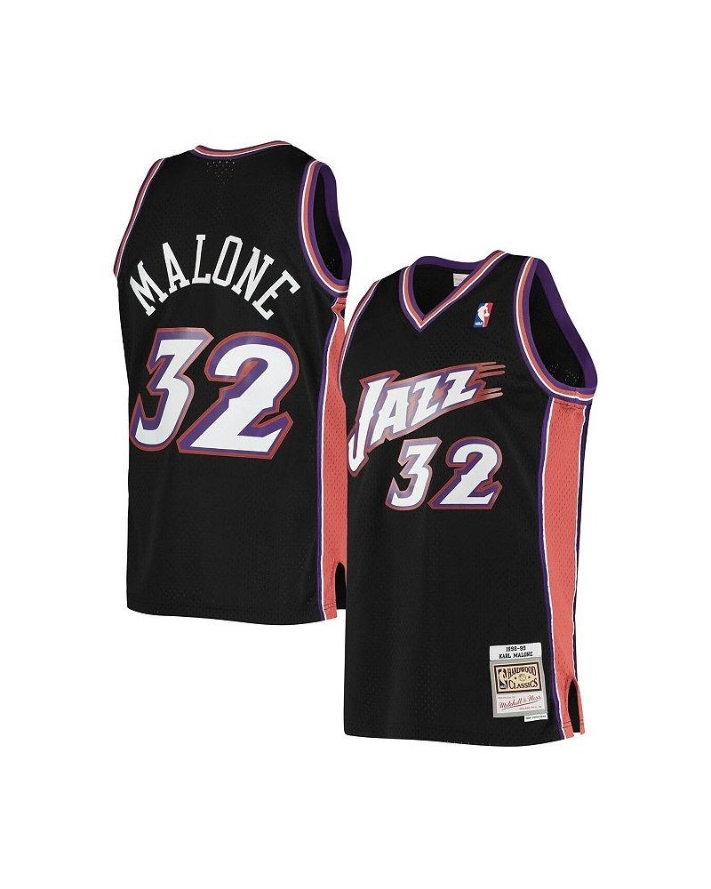 Men's Karl Malone Black Utah Jazz 1998-99 Hardwood Classics Swingman Jersey $53.65 Jersey