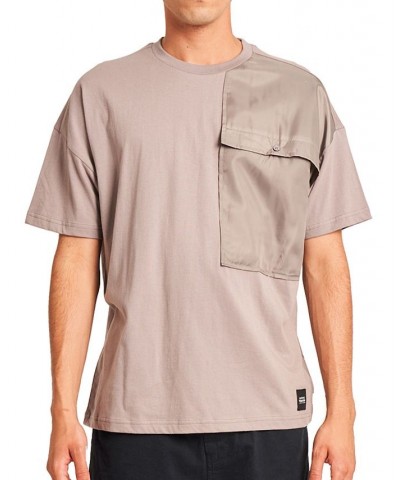 Men's T-Shirt with Oversized Nylon Chest Pocket Gray $31.20 Shirts