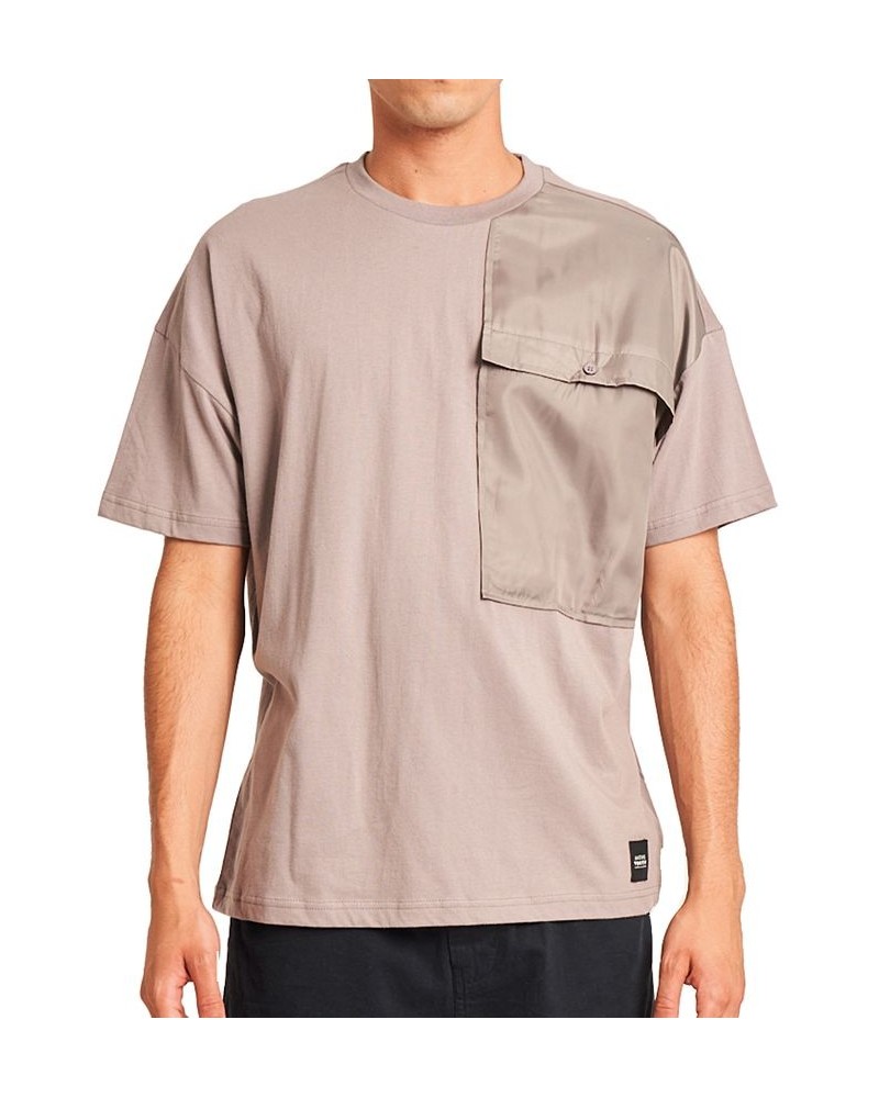 Men's T-Shirt with Oversized Nylon Chest Pocket Gray $31.20 Shirts