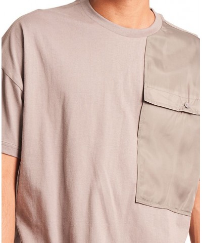 Men's T-Shirt with Oversized Nylon Chest Pocket Gray $31.20 Shirts