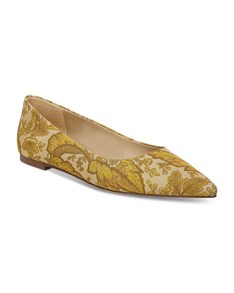 Women's Wanda Pointed Toe Flats Yellow $63.70 Shoes