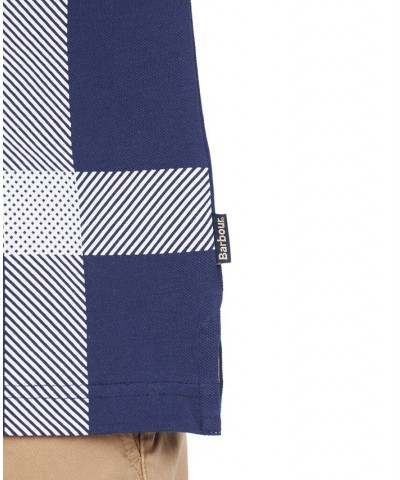 Men's Blaine Oversized Tartan-Print Polo Blue $48.60 Polo Shirts