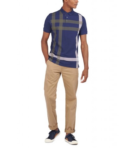 Men's Blaine Oversized Tartan-Print Polo Blue $48.60 Polo Shirts