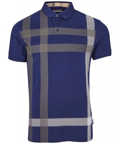 Men's Blaine Oversized Tartan-Print Polo Blue $48.60 Polo Shirts