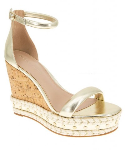 Women's Narida Wedge Sandal Gold $52.99 Shoes