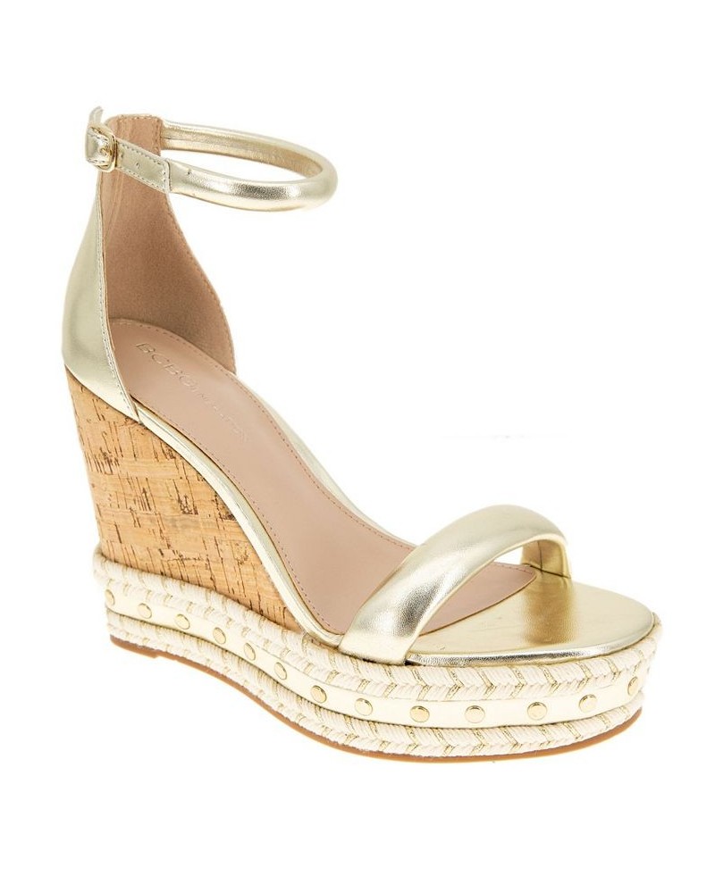 Women's Narida Wedge Sandal Gold $52.99 Shoes