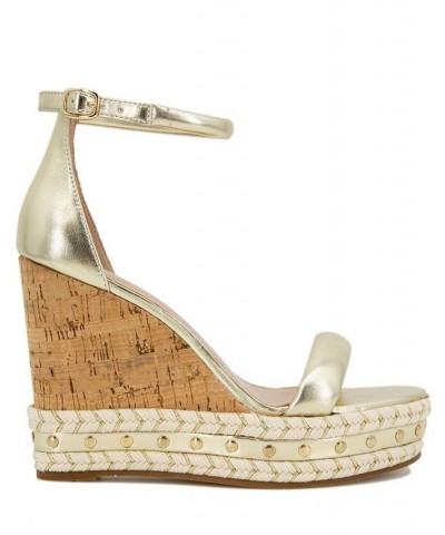 Women's Narida Wedge Sandal Gold $52.99 Shoes