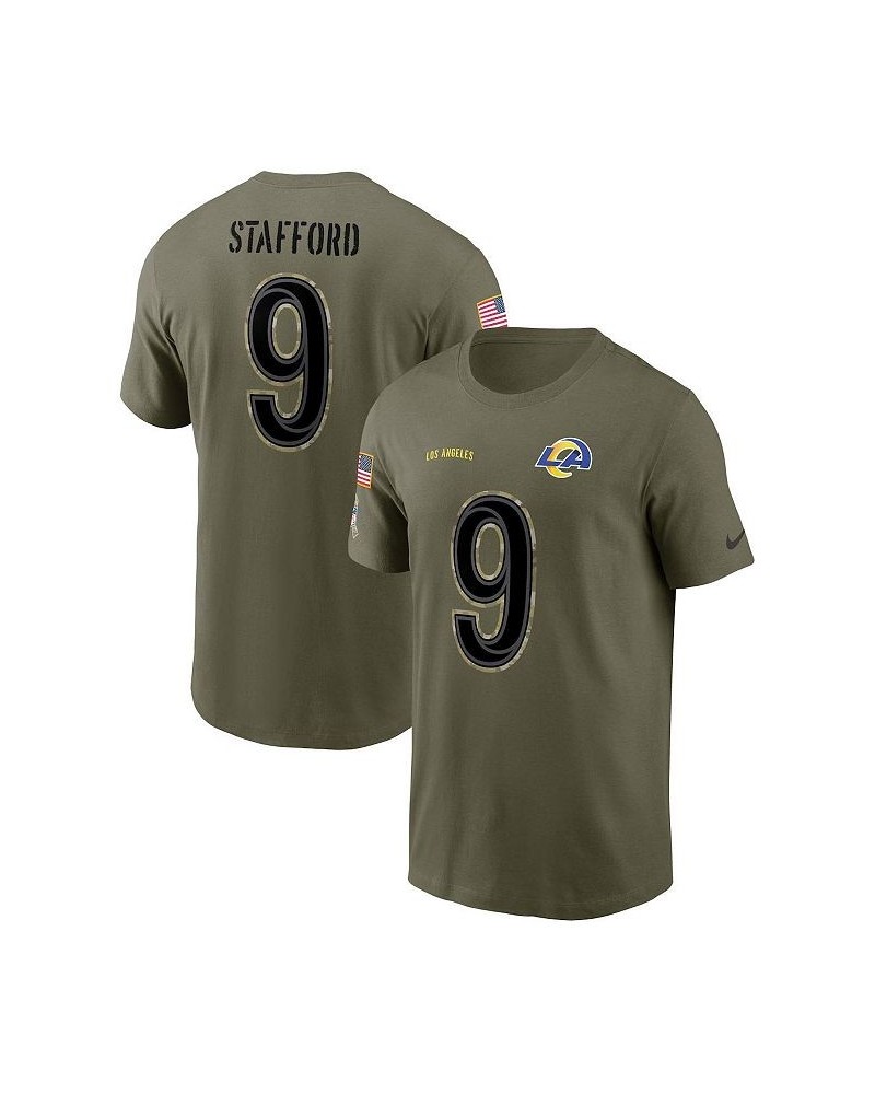 Men's Matthew Stafford Olive Los Angeles Rams 2022 Salute To Service Name and Number T-shirt $23.65 T-Shirts