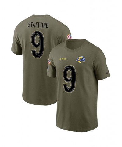 Men's Matthew Stafford Olive Los Angeles Rams 2022 Salute To Service Name and Number T-shirt $23.65 T-Shirts