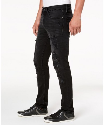 Men's Distressed Slim-Fit Tapered Jeans Black $50.74 Jeans