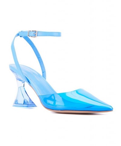 Women's Jacki Wide Width Heels Pumps Blue $38.39 Shoes