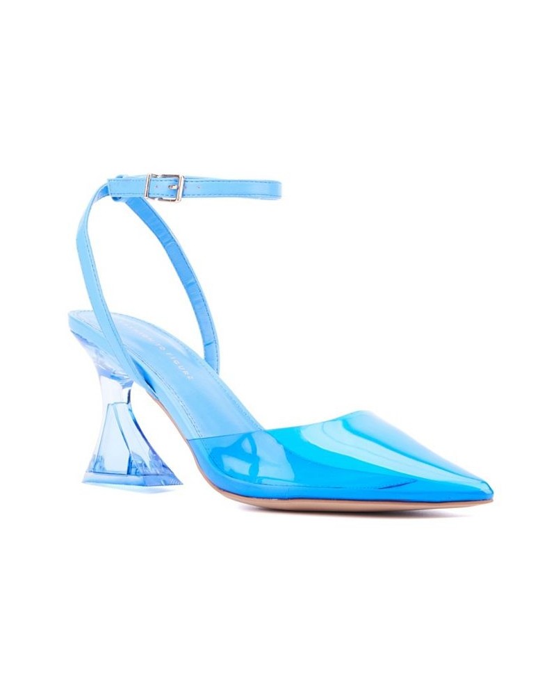 Women's Jacki Wide Width Heels Pumps Blue $38.39 Shoes