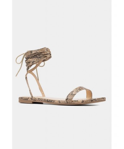 Women's Zelia Wide Width Flats Sandals Tan/Beige $31.95 Shoes