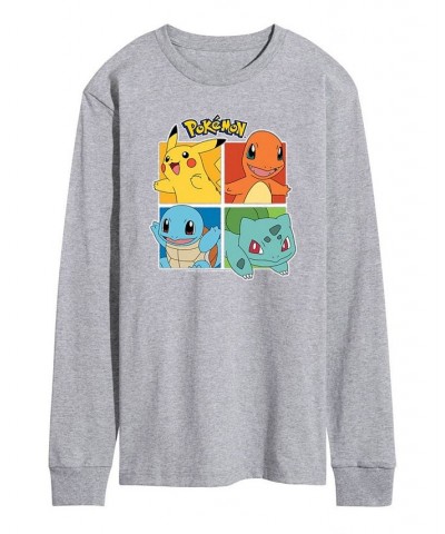 Men's Pokemon Long Sleeve T-shirt Gray $21.84 T-Shirts