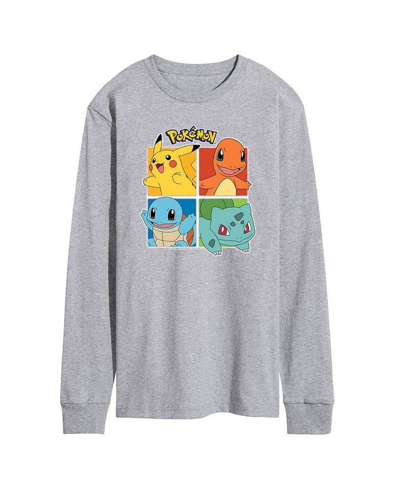 Men's Pokemon Long Sleeve T-shirt Gray $21.84 T-Shirts